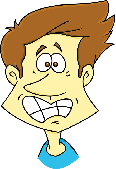 Caricatura do rosto de um homem com expressão de susto